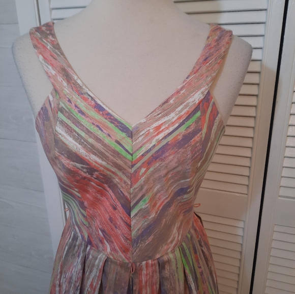 Calvin klein watercolor multi stripe fit and flare dress sz 2 *N - Picture 3 of 9